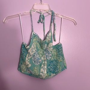 over the shoulder floral top